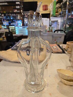 Vintage Four Chamber Sections Glass Decanter  Made in France Clean